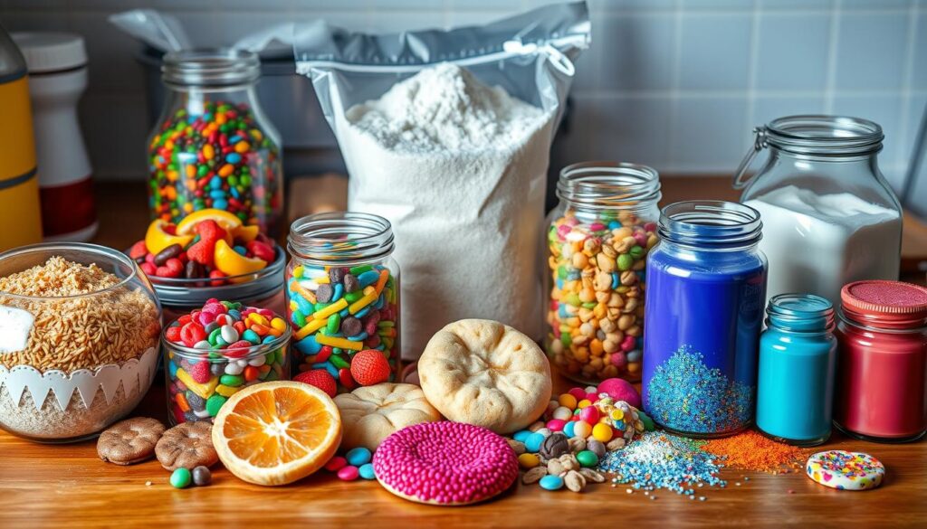 Colorful cookie ingredients