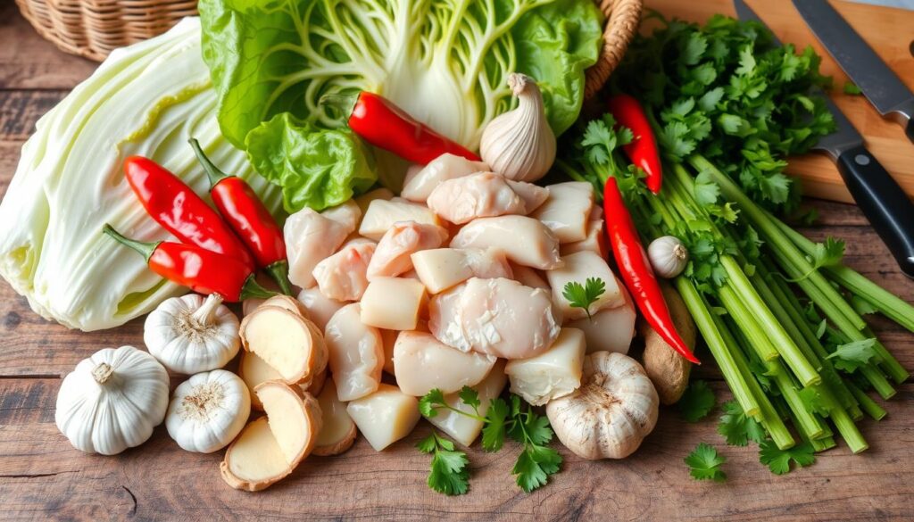 Hmong Cabbage and Chicken Ingredients