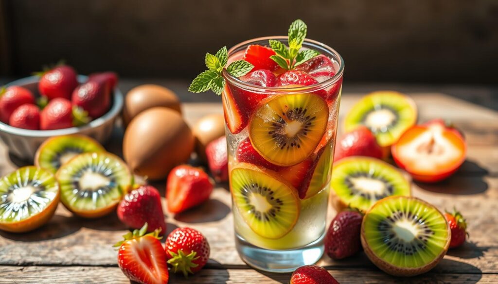 Strawberry and kiwi infused water