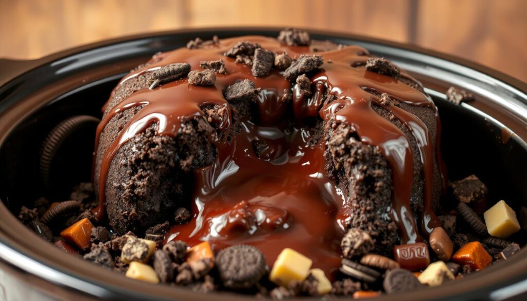 oreo lava cake crockpot with candy bar recipe