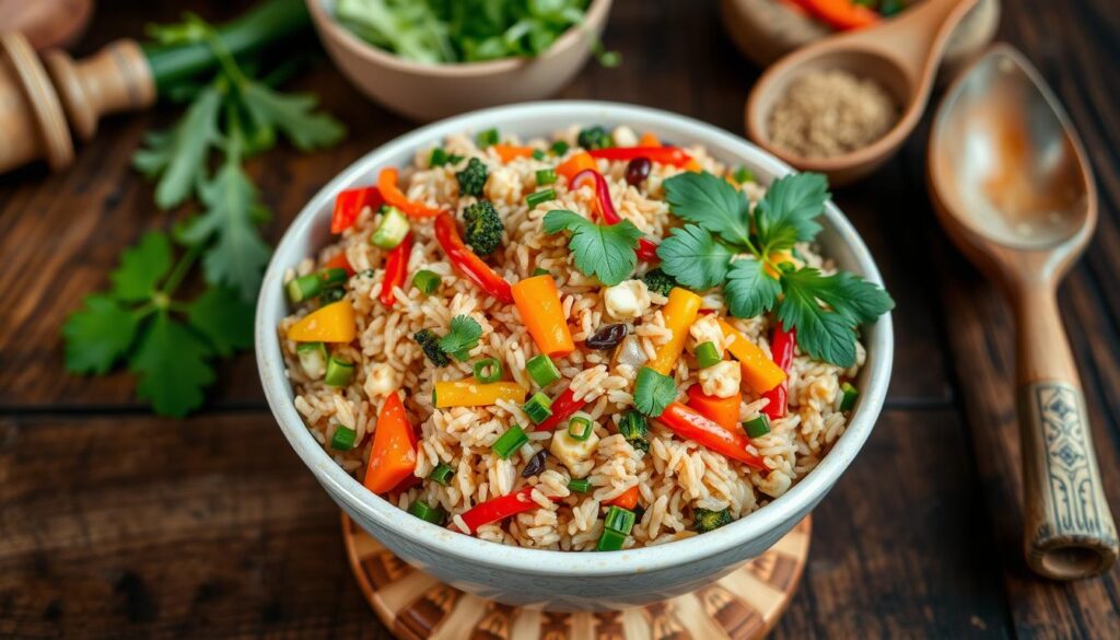 southeast asia brown rice with vegetables recipe